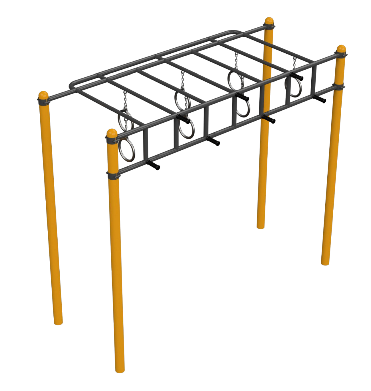 Horizontal ladder with gymnastic rings