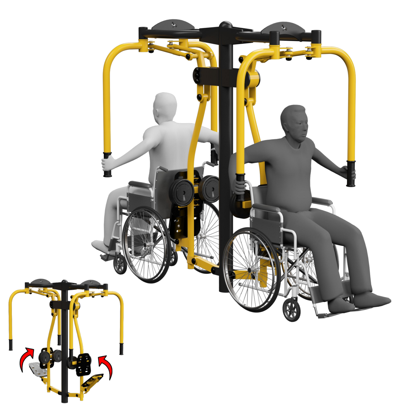 Integration butterﬂy with a movable seat (2 positions)